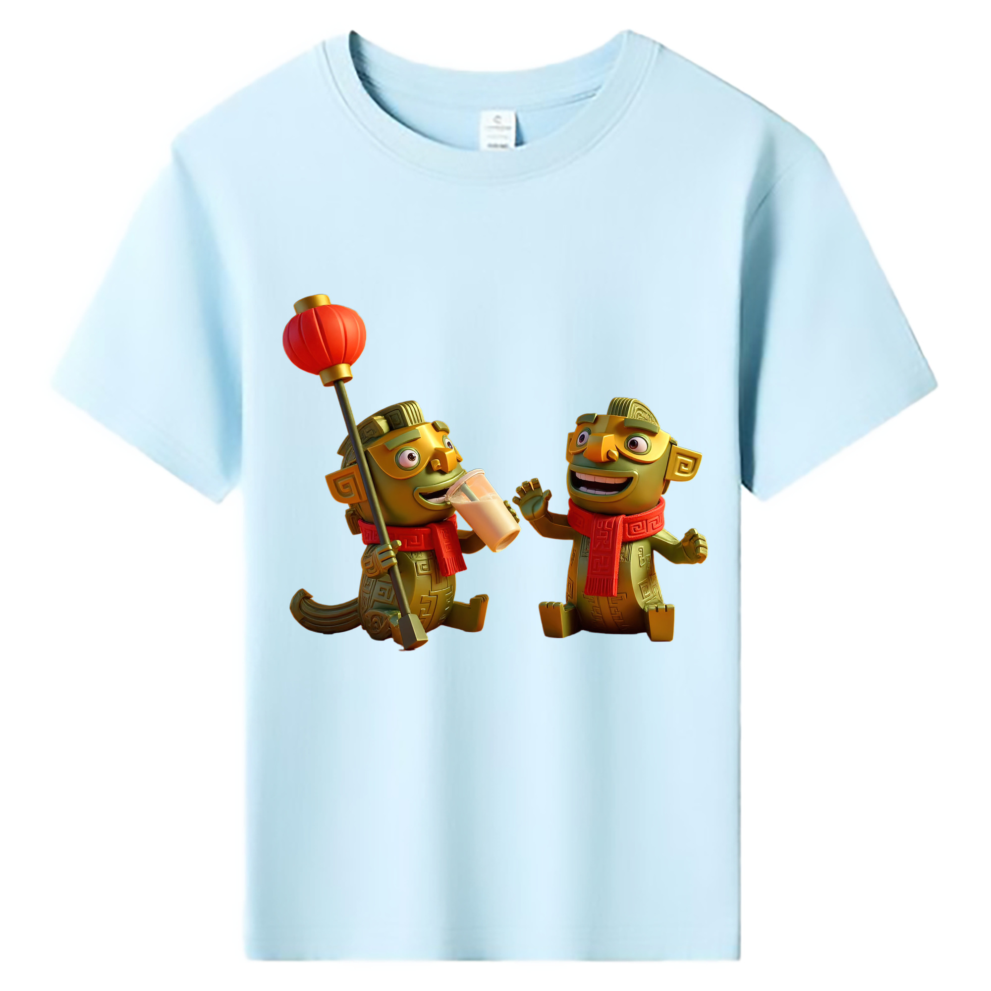 （画像用） Ne Zha 2 ナタ 魔童の大暴れ 綿100％キッズTシャツ（フロントプリント）